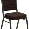 HERCULES Series Crown Back Stacking Banquet Chair In Brown Patterned Fabric - Gold Vein Frame - By Flash Furniture - Madison Seating