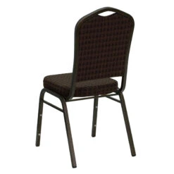 HERCULES Series Crown Back Stacking Banquet Chair In Brown Patterned Fabric - Gold Vein Frame - By Flash Furniture - Madison Seating -Furniture Sales Store HERCULES Series Crown Back Stacking Banquet Chair in Brown Patterned Fabric Gold Vein Frame by Flash Furniture 2