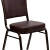 HERCULES Series Crown Back Stacking Banquet Chair In Brown Vinyl - Copper Vein Frame - By Flash Furniture - Madison Seating -Furniture Sales Store HERCULES Series Crown Back Stacking Banquet Chair in Brown Vinyl Copper Vein Frame by Flash Furniture