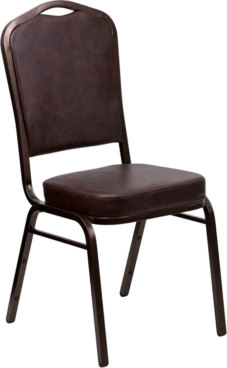 HERCULES Series Crown Back Stacking Banquet Chair In Brown Vinyl - Copper Vein Frame - By Flash Furniture - Madison Seating 3 HERCULES Series Crown Back Stacking Banquet Chair In Brown Vinyl - Copper Vein Frame - By Flash Furniture - Madison Seating