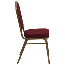 HERCULES Series Crown Back Stacking Banquet Chair In Burgundy Fabric - Gold Frame - By Flash Furniture - Madison Seating -Furniture Sales Store HERCULES Series Crown Back Stacking Banquet Chair in Burgundy Fabric Gold Frame by Flash Furniture 2