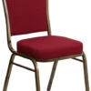 HERCULES Series Crown Back Stacking Banquet Chair In Burgundy Fabric - Gold Vein Frame - By Flash Furniture - Madison Seating