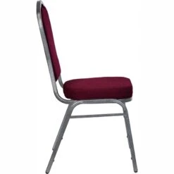 HERCULES Series Crown Back Stacking Banquet Chair In Burgundy Fabric - Silver Vein Frame - By Flash Furniture - Madison Seating -Furniture Sales Store HERCULES Series Crown Back Stacking Banquet Chair in Burgundy Fabric Silver Vein Frame by Flash Furniture 2