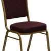 HERCULES Series Crown Back Stacking Banquet Chair In Burgundy Patterned Fabric - Gold Frame - By Flash Furniture - Madison Seating