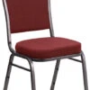 HERCULES Series Crown Back Stacking Banquet Chair In Burgundy Patterned Fabric - Silver Vein Frame - By Flash Furniture - Madison Seating