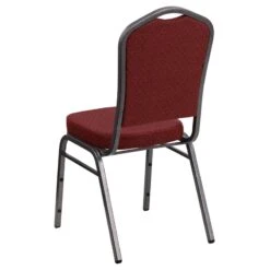 HERCULES Series Crown Back Stacking Banquet Chair In Burgundy Patterned Fabric - Silver Vein Frame - By Flash Furniture - Madison Seating -Furniture Sales Store HERCULES Series Crown Back Stacking Banquet Chair in Burgundy Patterned Fabric Silver Vein Frame by Flash Furniture 2