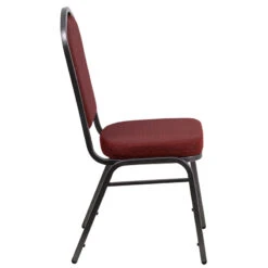 HERCULES Series Crown Back Stacking Banquet Chair In Burgundy Patterned Fabric - Silver Vein Frame - By Flash Furniture - Madison Seating -Furniture Sales Store HERCULES Series Crown Back Stacking Banquet Chair in Burgundy Patterned Fabric Silver Vein Frame by Flash Furniture 4