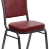 HERCULES Series Crown Back Stacking Banquet Chair In Burgundy Vinyl - Silver Vein Frame - By Flash Furniture - Madison Seating
