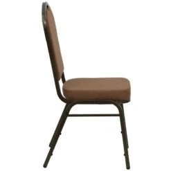 HERCULES Series Crown Back Stacking Banquet Chair In Coffee Fabric - Gold Vein Frame - By Flash Furniture - Madison Seating -Furniture Sales Store HERCULES Series Crown Back Stacking Banquet Chair in Coffee Fabric Gold Vein Frame by Flash Furniture 2