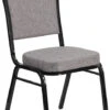 HERCULES Series Crown Back Stacking Banquet Chair In Gray Fabric - Black Frame - By Flash Furniture - Madison Seating