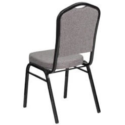 HERCULES Series Crown Back Stacking Banquet Chair In Gray Fabric - Black Frame - By Flash Furniture - Madison Seating -Furniture Sales Store HERCULES Series Crown Back Stacking Banquet Chair in Gray Fabric Black Frame by Flash Furniture 2