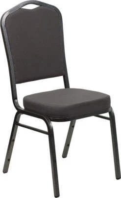 HERCULES Series Crown Back Stacking Banquet Chair In Gray Fabric - Silver Vein Frame - By Flash Furniture - Madison Seating