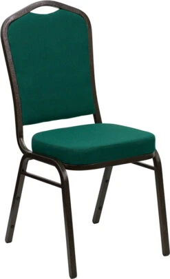 HERCULES Series Crown Back Stacking Banquet Chair In Green Fabric - Gold Vein Frame - By Flash Furniture - Madison Seating