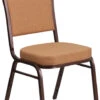 HERCULES Series Crown Back Stacking Banquet Chair In Light Brown Fabric - Copper Vein Frame - By Flash Furniture - Madison Seating
