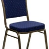 HERCULES Series Crown Back Stacking Banquet Chair In Navy Blue Dot Patterned Fabric - Gold Vein Frame - By Flash Furniture - Madison Seating -Furniture Sales Store HERCULES Series Crown Back Stacking Banquet Chair in Navy Blue Dot Patterned Fabric Gold Vein Frame by Flash Furniture
