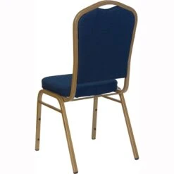 HERCULES Series Crown Back Stacking Banquet Chair In Navy Blue Patterned Fabric - Gold Frame - By Flash Furniture - Madison Seating -Furniture Sales Store HERCULES Series Crown Back Stacking Banquet Chair in Navy Blue Patterned Fabric Gold Frame by Flash Furniture 4