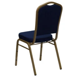 HERCULES Series Crown Back Stacking Banquet Chair In Navy Blue Patterned Fabric - Gold Frame - By Flash Furniture - Madison Seating -Furniture Sales Store HERCULES Series Crown Back Stacking Banquet Chair in Navy Blue Patterned Fabric Gold Frame by Flash Furniture 5