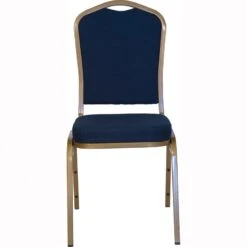 HERCULES Series Crown Back Stacking Banquet Chair In Navy Blue Patterned Fabric - Gold Frame - By Flash Furniture - Madison Seating -Furniture Sales Store HERCULES Series Crown Back Stacking Banquet Chair in Navy Blue Patterned Fabric Gold Frame by Flash Furniture 6