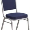 HERCULES Series Crown Back Stacking Banquet Chair In Navy Fabric - Silver Frame - By Flash Furniture - Madison Seating