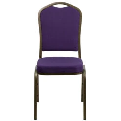 HERCULES Series Crown Back Stacking Banquet Chair In Purple Fabric - Gold Vein Frame - By Flash Furniture - Madison Seating -Furniture Sales Store HERCULES Series Crown Back Stacking Banquet Chair in Purple Fabric Gold Vein Frame by Flash Furniture 3