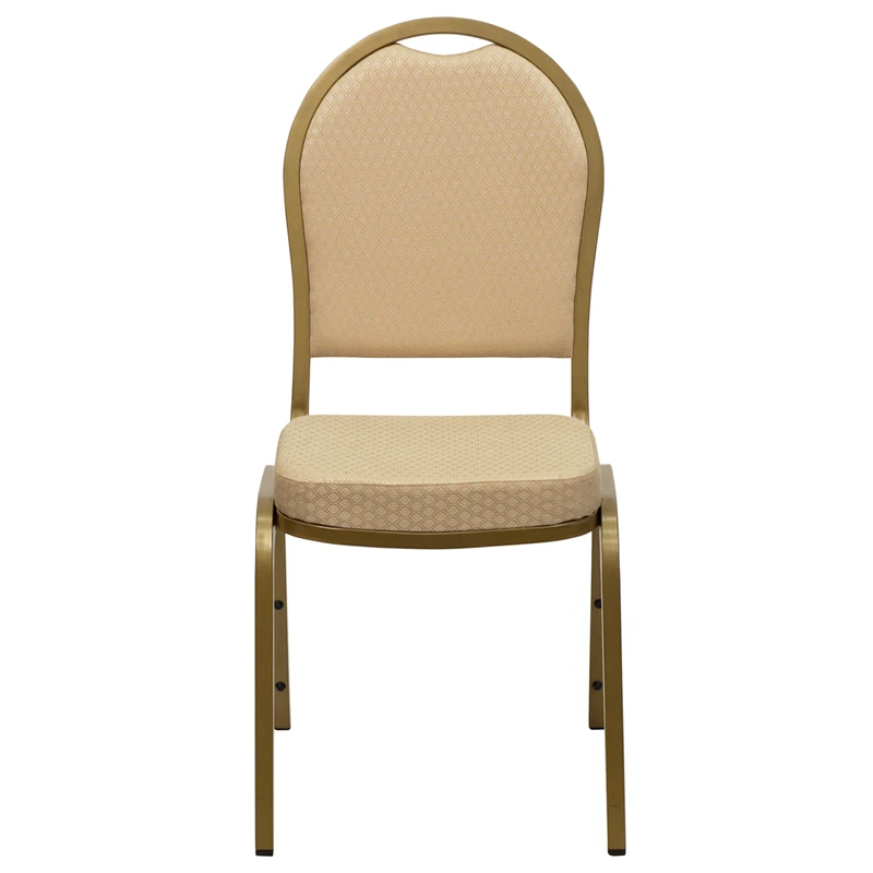 HERCULES Series Dome Back Stacking Banquet Chair In Beige Patterned Fabric - Gold Frame - By Flash Furniture - Madison Seating 6 HERCULES Series Dome Back Stacking Banquet Chair In Beige Patterned Fabric - Gold Frame - By Flash Furniture - Madison Seating - Image 4