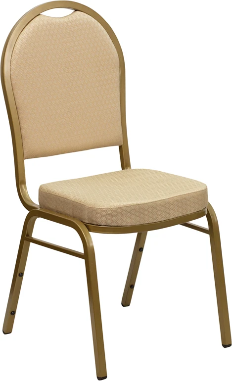 HERCULES Series Dome Back Stacking Banquet Chair In Beige Patterned Fabric - Gold Frame - By Flash Furniture - Madison Seating 3 HERCULES Series Dome Back Stacking Banquet Chair In Beige Patterned Fabric - Gold Frame - By Flash Furniture - Madison Seating