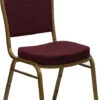 HERCULES Series Dome Back Stacking Banquet Chair In Burgundy Patterned Fabric - Gold Frame - By Flash Furniture - Madison Seating