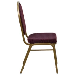 HERCULES Series Dome Back Stacking Banquet Chair In Burgundy Patterned Fabric - Gold Frame - By Flash Furniture - Madison Seating -Furniture Sales Store HERCULES Series Dome Back Stacking Banquet Chair in Burgundy Patterned Fabric Gold Frame by Flash Furniture 2