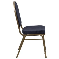 HERCULES Series Dome Back Stacking Banquet Chair In Navy Patterned Fabric - Gold Frame - By Flash Furniture - Madison Seating -Furniture Sales Store HERCULES Series Dome Back Stacking Banquet Chair in Navy Patterned Fabric Gold Frame by Flash Furniture 1