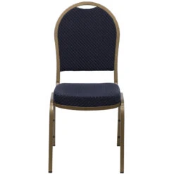 HERCULES Series Dome Back Stacking Banquet Chair In Navy Patterned Fabric - Gold Frame - By Flash Furniture - Madison Seating -Furniture Sales Store HERCULES Series Dome Back Stacking Banquet Chair in Navy Patterned Fabric Gold Frame by Flash Furniture 3