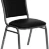HERCULES Series Stacking Banquet Chair In Black Vinyl - Silver Vein Frame - By Flash Furniture - Madison Seating -Furniture Sales Store HERCULES Series Stacking Banquet Chair in Black Vinyl Silver Vein Frame by Flash Furniture