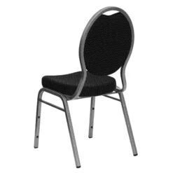 HERCULES Series Teardrop Back Stacking Banquet Chair In Black Patterned Fabric - Silver Vein Frame - By Flash Furniture - Madison Seating -Furniture Sales Store HERCULES Series Teardrop Back Stacking Banquet Chair in Black Patterned Fabric Silver Vein Frame by Flash Furniture 2