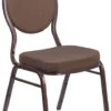 HERCULES Series Teardrop Back Stacking Banquet Chair In Brown Patterned Fabric - Copper Vein Frame - By Flash Furniture - Madison Seating -Furniture Sales Store HERCULES Series Teardrop Back Stacking Banquet Chair in Brown Patterned Fabric Copper Vein Frame by Flash Furniture