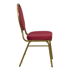 HERCULES Series Teardrop Back Stacking Banquet Chair In Burgundy Patterned Fabric - Gold Frame - By Flash Furniture - Madison Seating -Furniture Sales Store HERCULES Series Teardrop Back Stacking Banquet Chair in Burgundy Patterned Fabric Gold Frame by Flash Furniture 3