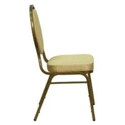 HERCULES Series Teardrop Back Stacking Banquet Chair With Beige Patterned Fabric And 2.5 Inch Thick Seat - Gold Frame By Flash Furniture - Madison Seating -Furniture Sales Store HERCULES Series Teardrop Back Stacking Banquet Chair with Beige Patterned Fabric and 2.5 inch Thick Seat Gold Frame by Flash Furniture 2