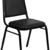 HERCULES Series Trapezoidal Back Stacking Banquet Chair In Black Vinyl - Black Frame - By Flash Furniture - Madison Seating