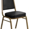 HERCULES Series Trapezoidal Back Stacking Banquet Chair In Black Vinyl - Gold Frame - By Flash Furniture - Madison Seating