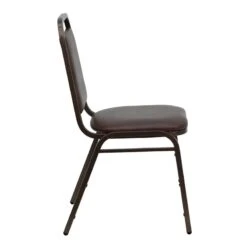 HERCULES Series Trapezoidal Back Stacking Banquet Chair In Brown Vinyl - Copper Vein Frame - By Flash Furniture - Madison Seating -Furniture Sales Store HERCULES Series Trapezoidal Back Stacking Banquet Chair in Brown Vinyl Copper Vein Frame by Flash Furniture 2