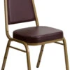 HERCULES Series Trapezoidal Back Stacking Banquet Chair In Brown Vinyl - Gold Frame - By Flash Furniture - Madison Seating -Furniture Sales Store HERCULES Series Trapezoidal Back Stacking Banquet Chair in Brown Vinyl Gold Frame by Flash Furniture