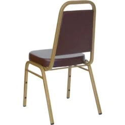 HERCULES Series Trapezoidal Back Stacking Banquet Chair In Brown Vinyl - Gold Frame - By Flash Furniture - Madison Seating -Furniture Sales Store HERCULES Series Trapezoidal Back Stacking Banquet Chair in Brown Vinyl Gold Frame by Flash Furniture 3
