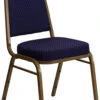 HERCULES Series Trapezoidal Back Stacking Banquet Chair In Navy Patterned Fabric - Gold Frame - By Flash Furniture - Madison Seating -Furniture Sales Store HERCULES Series Trapezoidal Back Stacking Banquet Chair in Navy Patterned Fabric Gold Frame by Flash Furniture