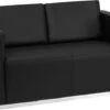 HERCULES Trinity Series Contemporary Black Leather Loveseat With Stainless Steel Base - By Flash Furniture - Madison Seating