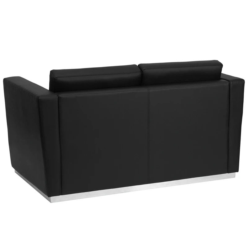 HERCULES Trinity Series Contemporary Black Leather Loveseat With Stainless Steel Base - By Flash Furniture - Madison Seating 5 HERCULES Trinity Series Contemporary Black Leather Loveseat With Stainless Steel Base - By Flash Furniture - Madison Seating - Image 3