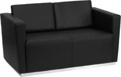 HERCULES Trinity Series Contemporary Black Leather Loveseat With Stainless Steel Base - By Flash Furniture - Madison Seating
