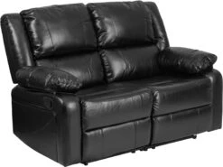 Harmony Series Black Leather Loveseat With Two Built-In Recliners - By Flash Furniture - Madison Seating