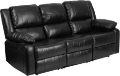 Harmony Series Black Leather Sofa With Two Built-In Recliners - By Flash Furniture - Madison Seating