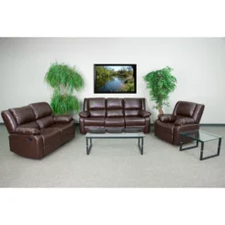Harmony Series Brown Leather Reclining Sofa Set - By Flash Furniture - Madison Seating