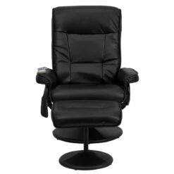 Massaging Black Leather Recliner And Ottoman With Leather Wrapped Base - By Flash Furniture - Madison Seating -Furniture Sales Store Massaging Black Leather Recliner and Ottoman with Leather Wrapped Base by Flash Furniture 3 1