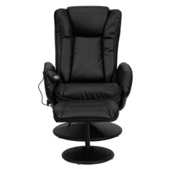 Massaging Black Leather Recliner And Ottoman With Leather Wrapped Base - By Flash Furniture - Madison Seating -Furniture Sales Store Massaging Black Leather Recliner and Ottoman with Leather Wrapped Base by Flash Furniture 3 3