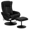 Massaging Black Leather Recliner And Ottoman With Leather Wrapped Base - By Flash Furniture - Madison Seating -Furniture Sales Store Massaging Black Leather Recliner and Ottoman with Leather Wrapped Base by Flash Furniture 9